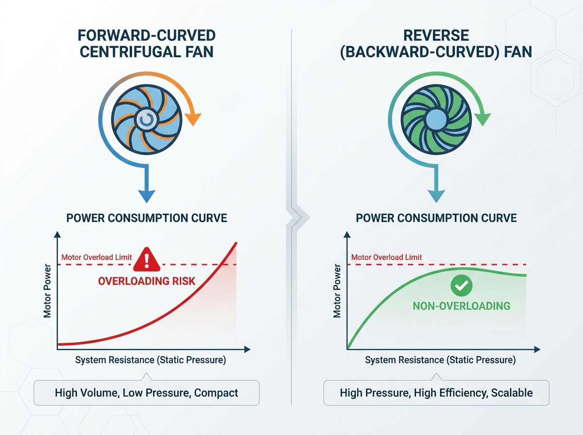 Forward-curved Centrifugal Fan vs Backward-curved comparison